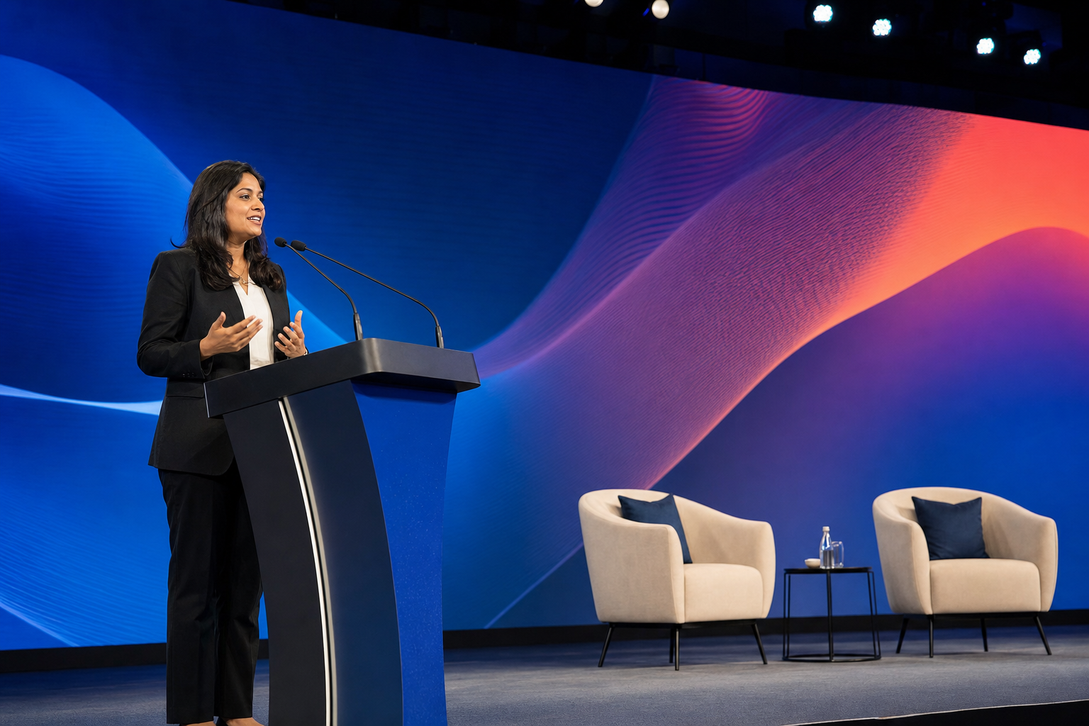 Business leader speaking at a startup summit