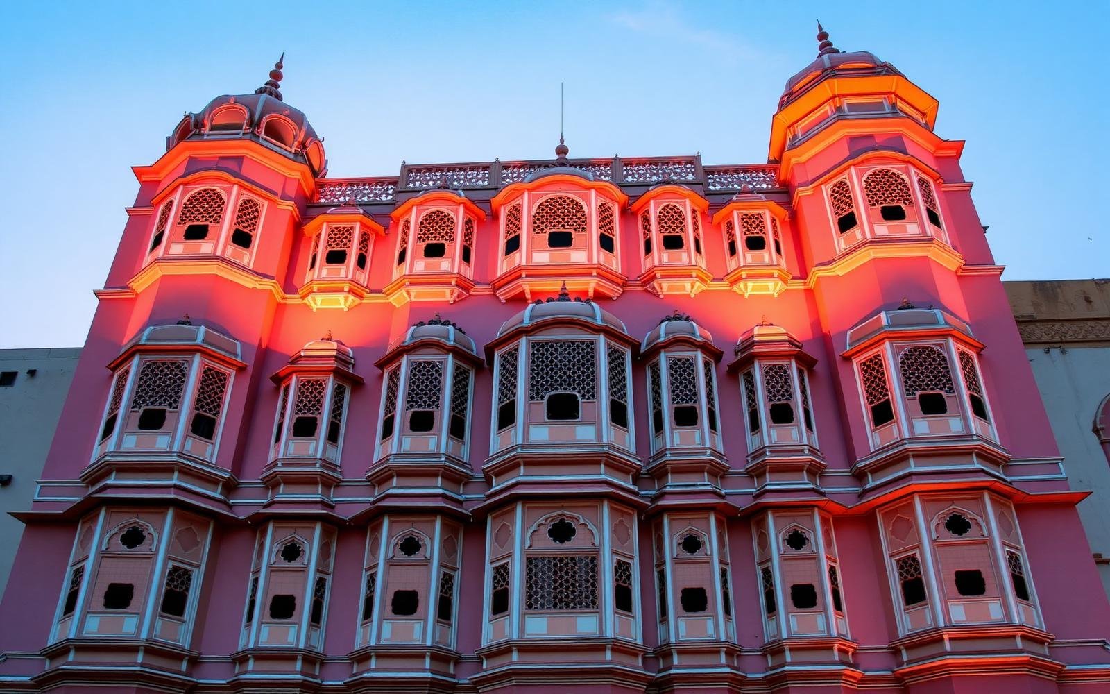 Pink palace facade in Jaipur